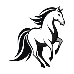 Elegant Running Horse Silhouette Logo Design Illustration