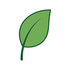 A simple illustration of a green leaf with a stem, showcasing natural beauty and botanical detail.