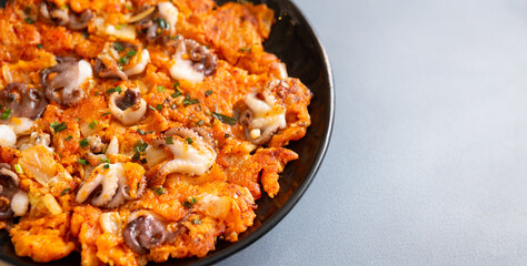 Seafood pancake on a plate