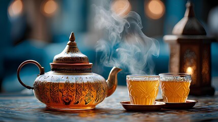 Traditional Moroccan Mint Tea with Lantern