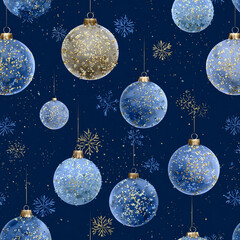 Christmas balls in blue shades. New Year's background.