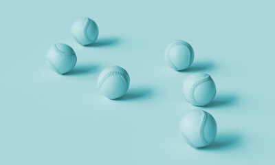 흩어진 단색 파스텔 블루 야구공 Scattered Monochromatic Pastel Blue Baseball Ball