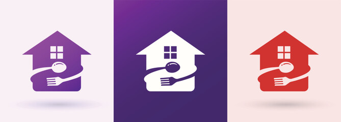 House Spoon Fork Food Kitchen Logo For Restaurant Brand Identity Modern Minimal Design Template Icon

