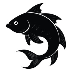 Fish Silhouette Vector on White Background