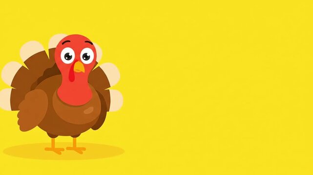 Funny Cartoon Turkey Animation with Changing Facial Expressions.