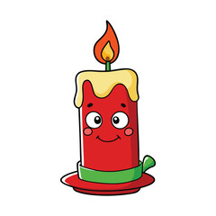 Christmas candle cartoon-style vector art
