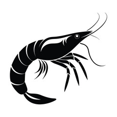 Shrimp Logo Design in Minimal Silhouette Style