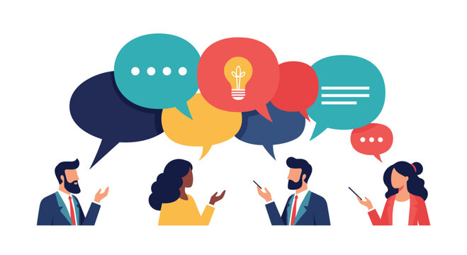 Diverse group of people exchanging ideas and thoughts in a discussion.