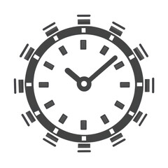 A gray clock face with roman numerals and hands on a black background transparent background, png