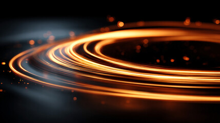 abstract orange spiral glowing brightly, symbolizing focus, energy, and concentration on a dark background, creating a captivating and dynamic visual effect.