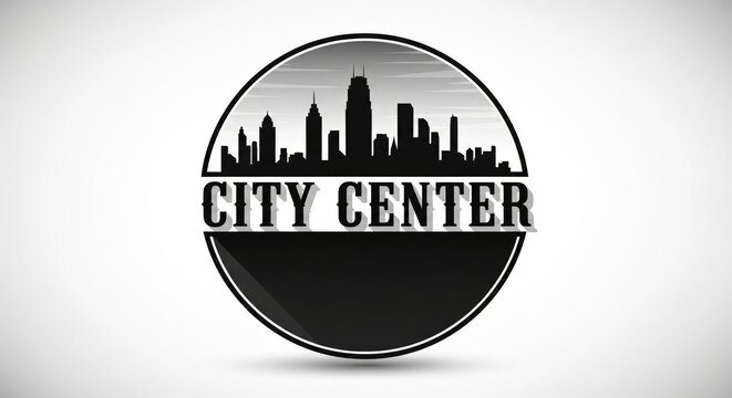 City Center Urban Skyline Silhouette Logo Emblem.