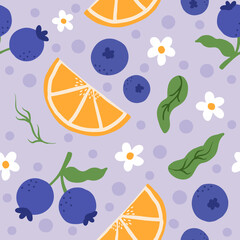 Seamless fruit pattern in flat style for summer design and digital background use.