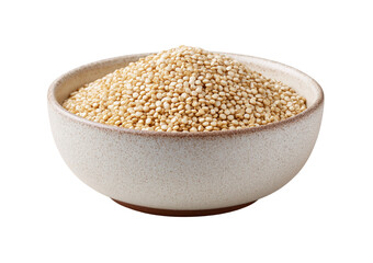 Bowl of white quinoa isolated on a transparent background