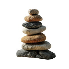 A tower of carefully balanced natural stones stands against a black background symbolizing peace and tranquility