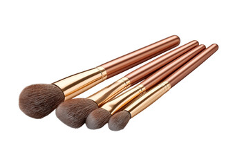 Rose Gold Makeup Brushes Set isolated on a transparent background