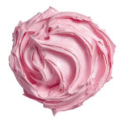 Obraz premium A beautiful swirl of creamy pink frosting or cosmetic cream isolated on a plain black background
