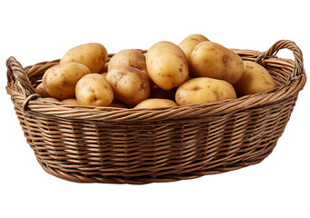Wicker basket full of potatoes isolated on a transparent background 1