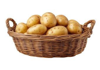 Wicker basket full of potatoes isolated on a transparent background 3