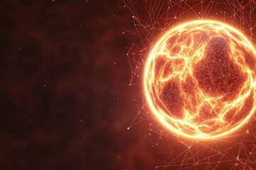 Fototapeta premium Luminous Sphere with Electric Energy and Abstract Lines in Cosmic Background