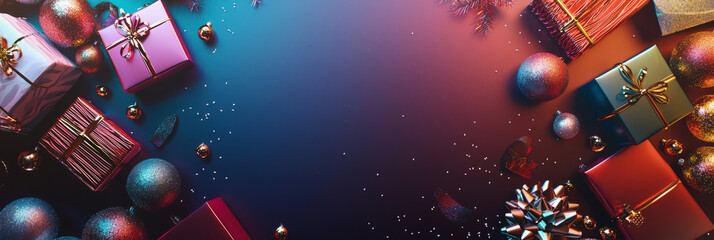 New Year background, gifts, holiday decorations and New Year greetings