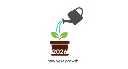 2026 New Year Growth Concept With Watering Plant Icon