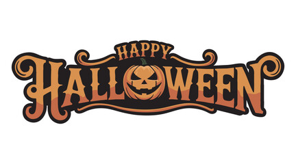 Happy Halloween text banner vector on white background