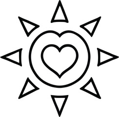 Whimsical sun and heart icon symbolizing love, warmth, and positive energy for modern branding