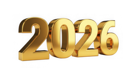 Golden 2026 Year In 3d On Black Background
