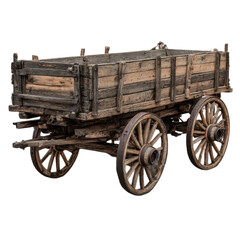 Fototapeta premium A wooden wagon with a black wheel and a black handle