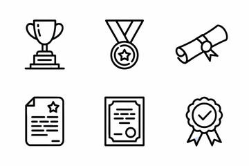 Minimalist Vector Illustration of Academic Achievements Awards and Recognition for Excellence and Success in Education