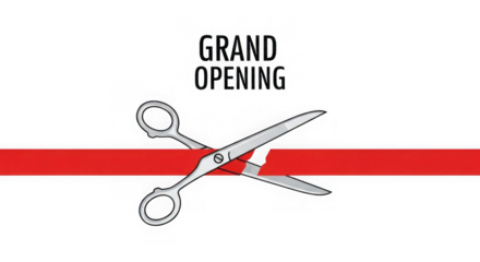 Grand Opening Ribbon Cutting Ceremony With Scissors Illustration