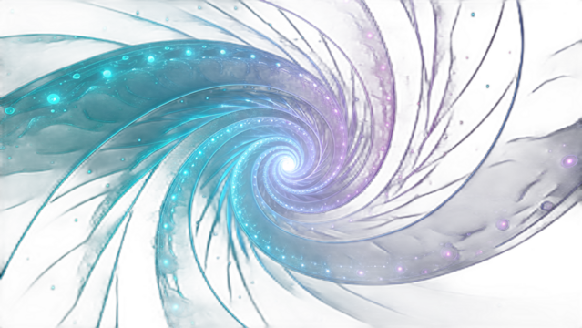Glassy Energy Spiral — 3D Teal & Purple Abstract Vortex Design