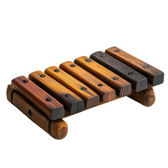 Close up of a wooden xylophone with black screws on a black background transparent background, png