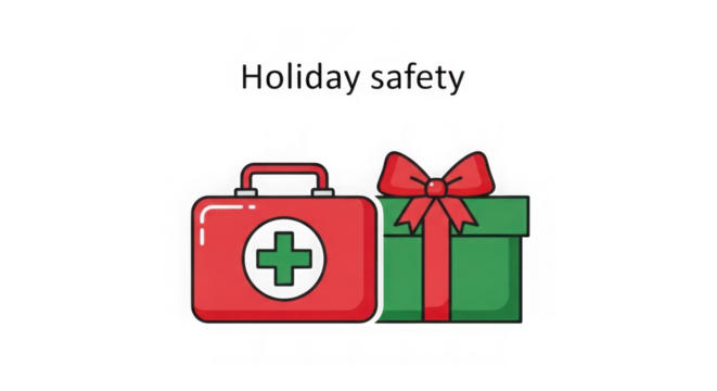 Holiday Safety First Aid Kit And Gift Box Illustration