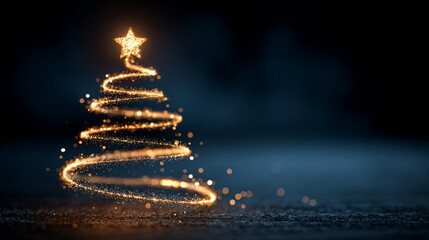 Glowing Spiral Christmas Tree with Star