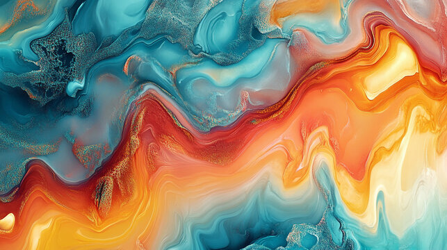 Turquoise to orange color gradient creates a playful conceptual background symbolizing creativity imagination and emotional balance blending warm and cool tones in visual harmony