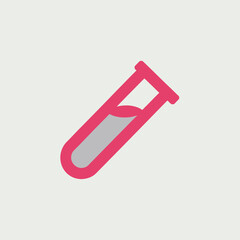 Stylized Illustration of Pink Test Tube with Gray Liquid for Science and Healthcare Concepts in Medical Research and Pharmaceutical Development