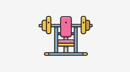 A colorful vector flat design of a chest press machine
