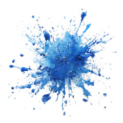 A splash of blue paint on a white background