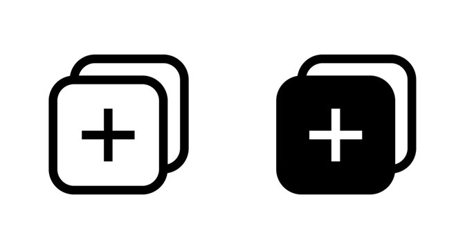 Add New Post icon. Create New Page, Create Blog Page. Sum, Plus sign. Duplicate or Create Layer symbol