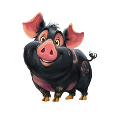 A cartoon pig with a big smile on its face