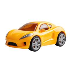 A yellow toy car with a black wheel