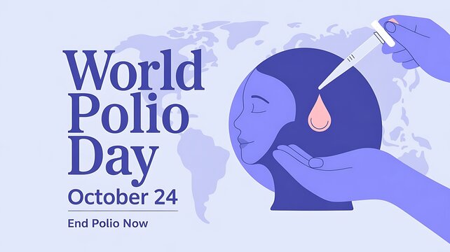 World Polio Day vector illustration with bold blue typography October 24