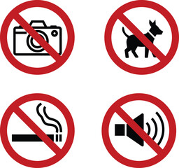 A collection of four red prohibition signs vector