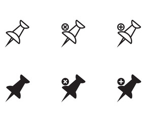 Push pin icon set ideal for bulletin board and reminder visuals