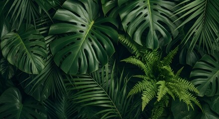 Fototapeta premium Tropical Green Leaves Modern Botanical Nature Background for Design and Decor
