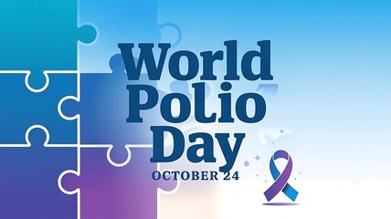 World polio day graphic design vector illustration, bold blue typography with october 24, modern flat design, public health awareness poster, minimalist composition