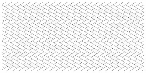 Naklejka premium Clean white herringbone brick pattern background texture with black outline