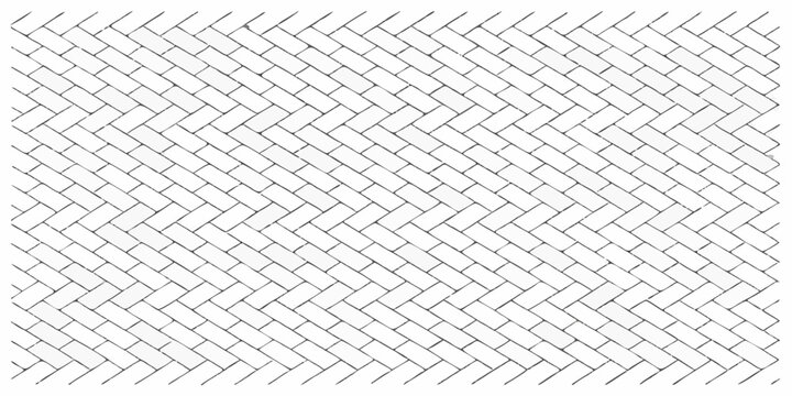 Clean white herringbone brick pattern background texture with black outline