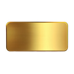 A luxurious brushed gold metal plate with a shiny finish and rounded corners presented on a plain black background
